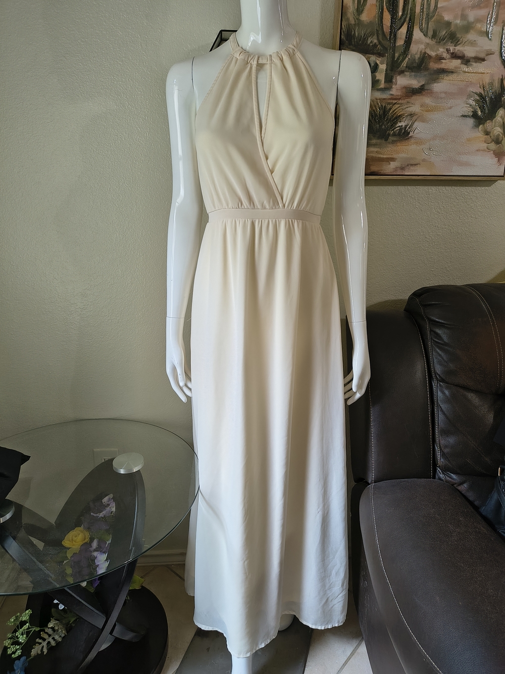 Forever 21 Cream Halter-Style Maxi Dress